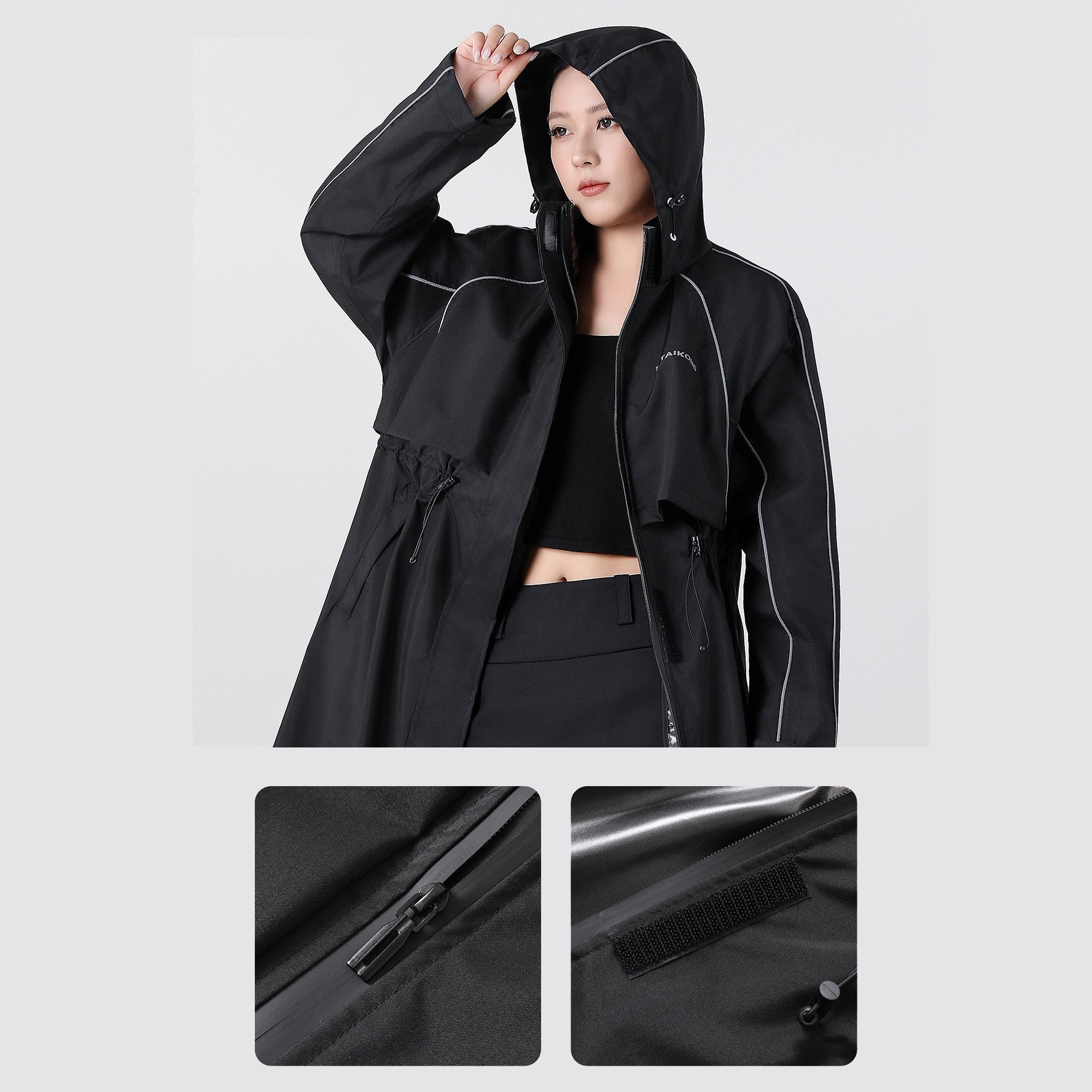 Thick PU-Coated Polyester Hiking Raincoat